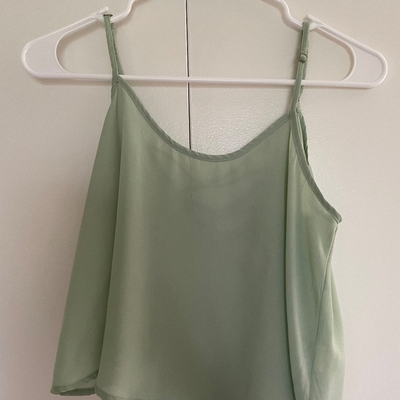 Mine Mint Green Hi-Low Mesh Spaghetti Strap Crop Top Size M 🌷🌺🌷 - Picture 3 of 12